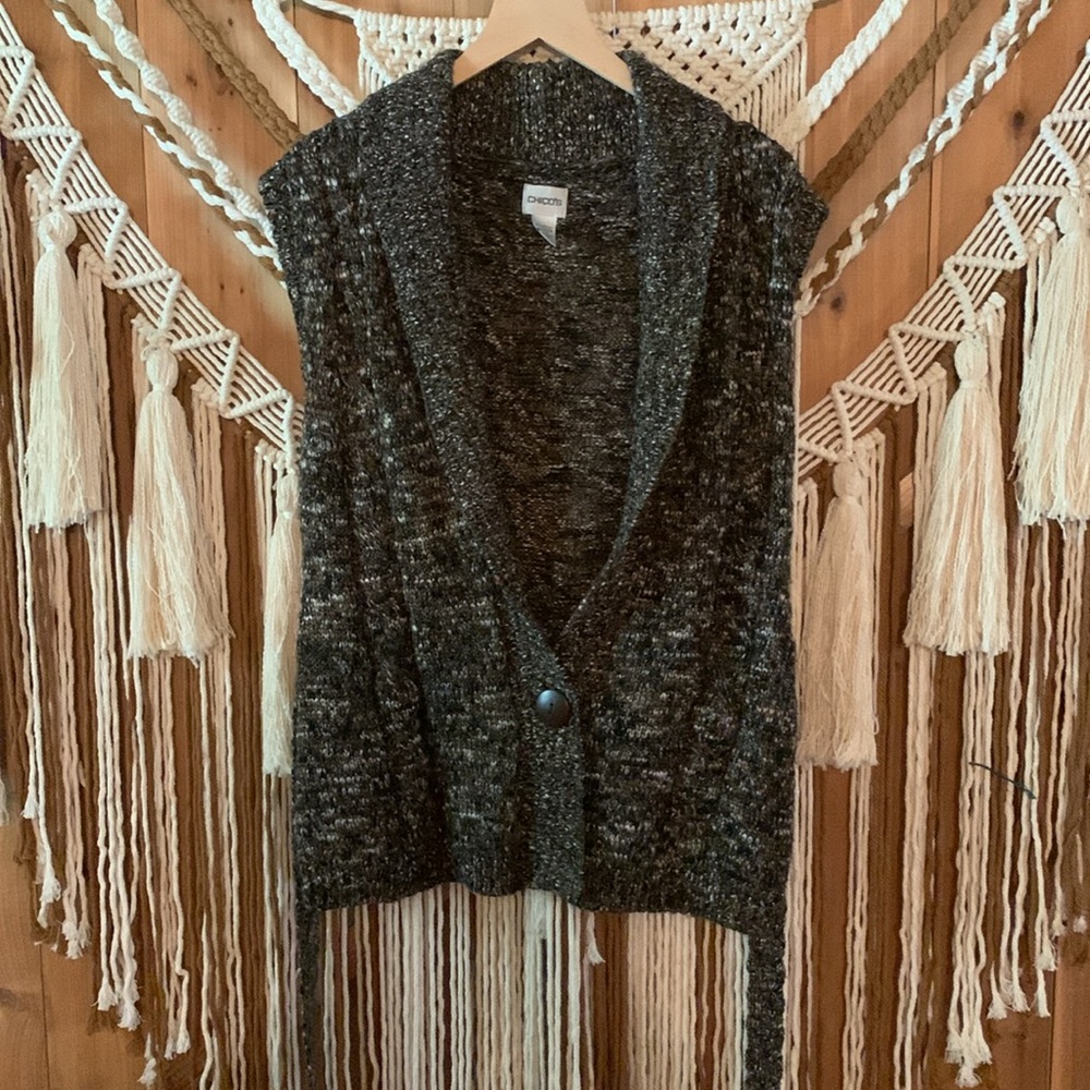 Chicos Belted Sweater Vest Size 1